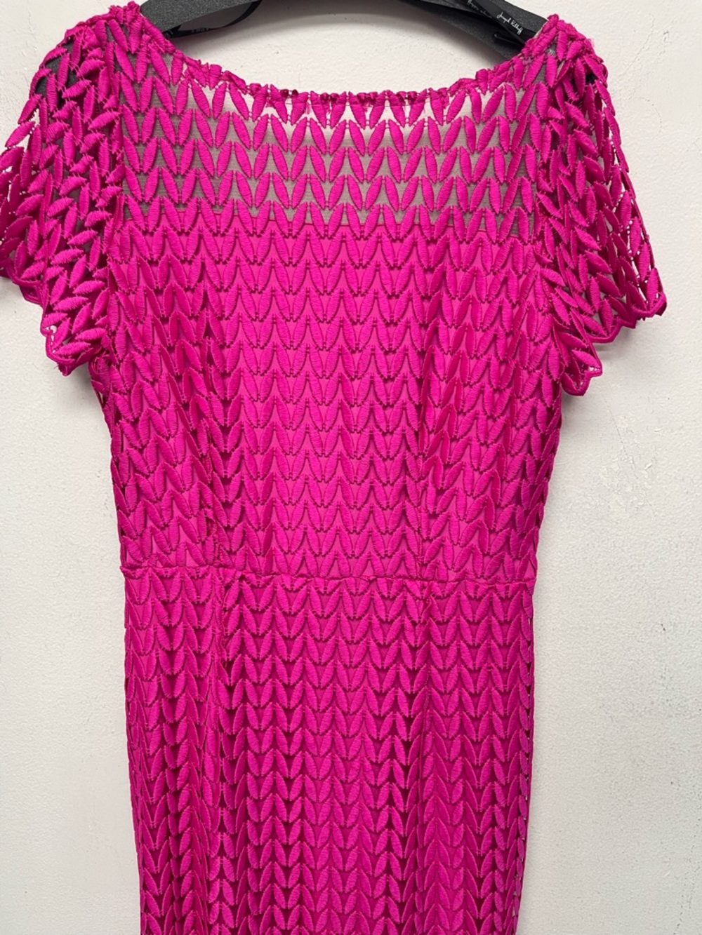 Joseph Ribkoff Hot Pink Crochet-Style Midi Dress New with tags
